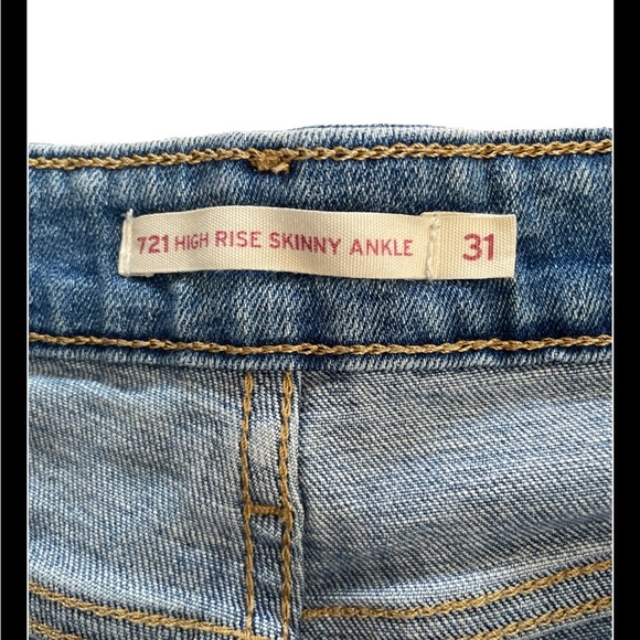 Levi's 721 Jeans Women 31 Faded Blue High Rise Skinny Ankle Button Fly Americana - Picture 4 of 6